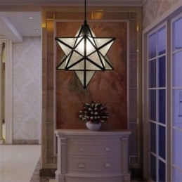 Europeisk Pendellampa I Målat Glas Creative Star Pendellampa