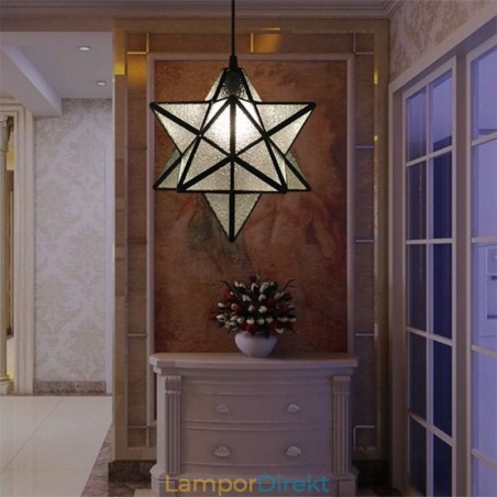 Europeisk Pendellampa I Målat Glas Creative Star Pendellampa Europeisk Pendellampa I Målat Glas Creative Star Pendellampa