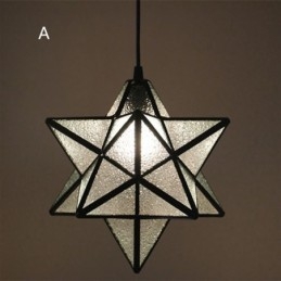 Europeisk Pendellampa I Målat Glas Creative Star Pendellampa