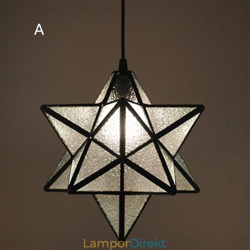 Europeisk Pendellampa I Målat Glas Creative Star Pendellampa