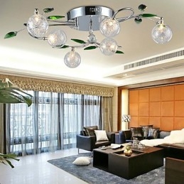 Ljuskrona 6 Light Country Aluminium Glas Krom