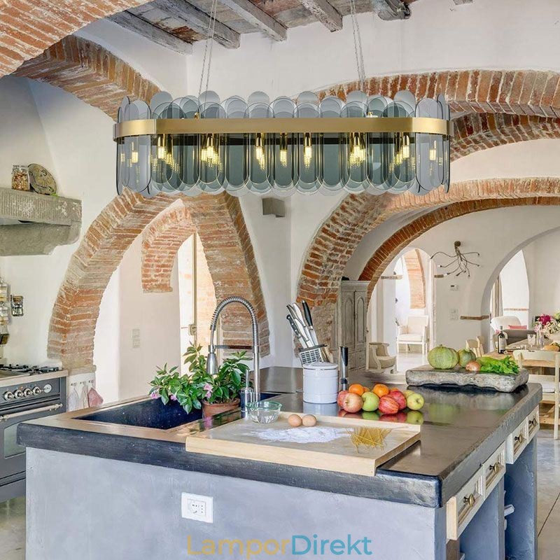 Minimalistisk Glas Taklampa Unik Färg Rektangel Takljusö