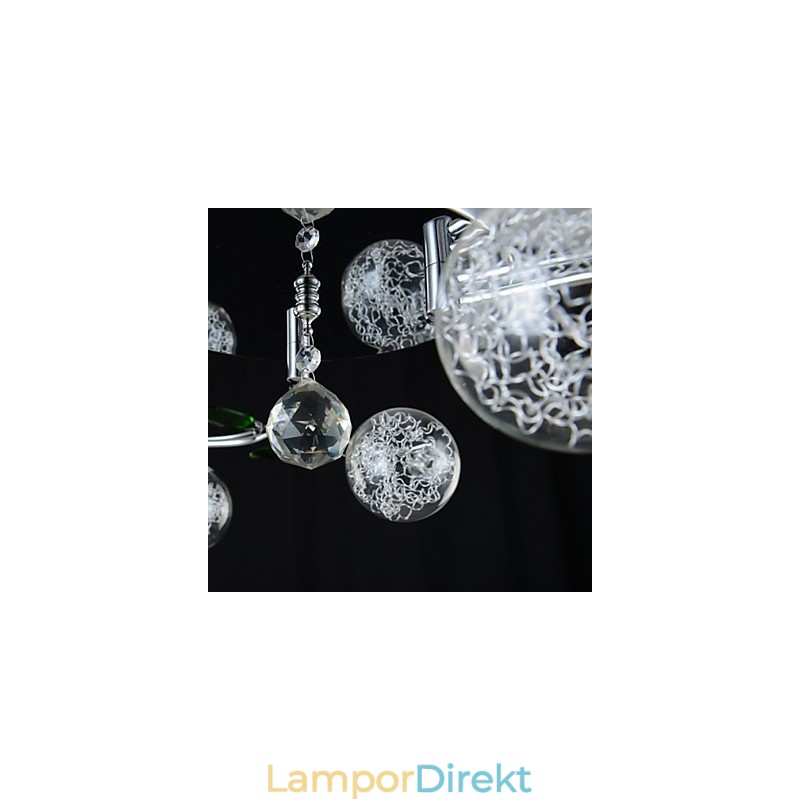 Ljuskrona 6 Light Country Aluminium Glas Krom