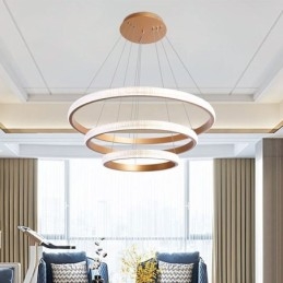 Modern Pendellampa Akryl 3 Ringar Lampa 80+60+40Cm