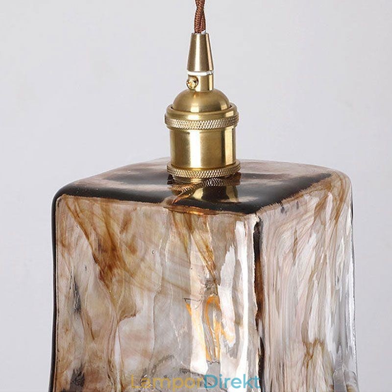 Unik Mini Glas Taklampa Japansk Stil Bärnstensfärgad Dekorativ Belysning