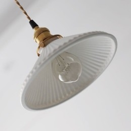 Japansk Stil Keramik Taklampa Retro Plisserad Pendellampa