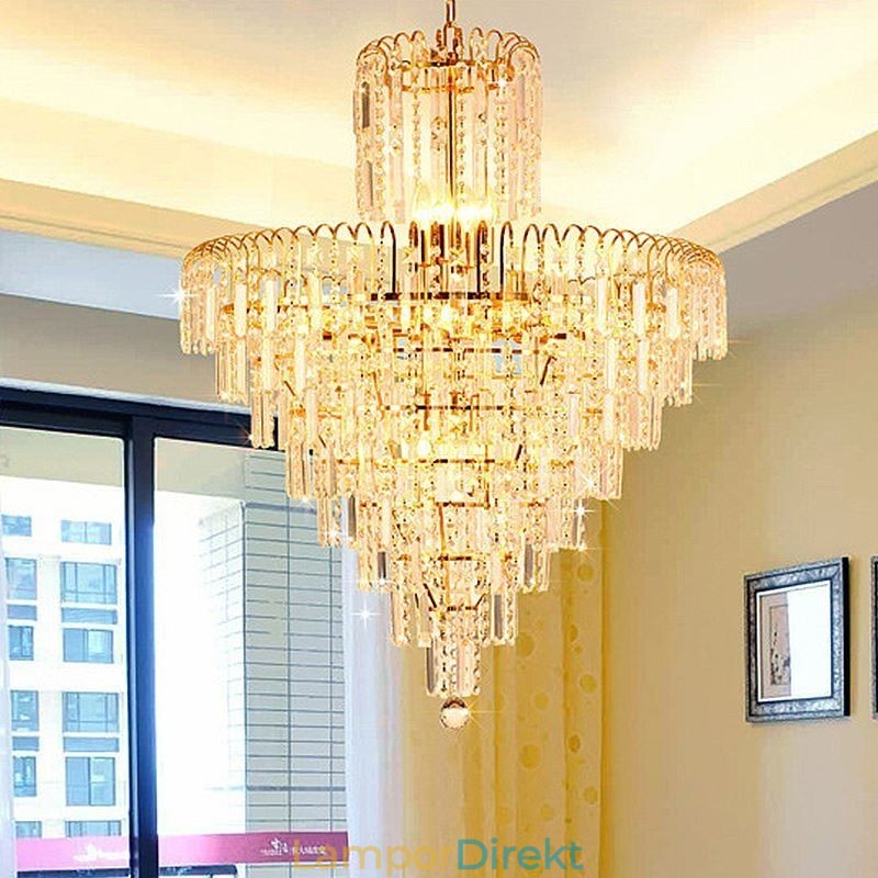 Modern Elegant Kristallhängande Ljus Konisk Ljuskrona