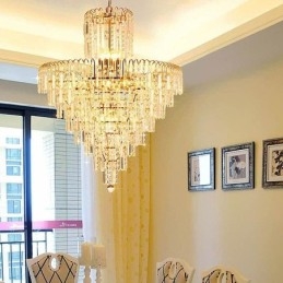 Modern Elegant Kristallhängande Ljus Konisk Ljuskrona