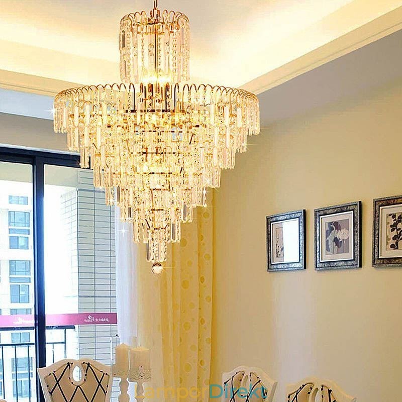 Modern Elegant Kristallhängande Ljus Konisk Ljuskrona