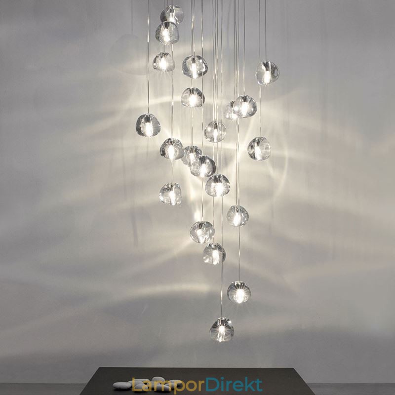 Modern Crystal Cluster Pendelljus Unik Crystal Lampskärm Duplex Trappa