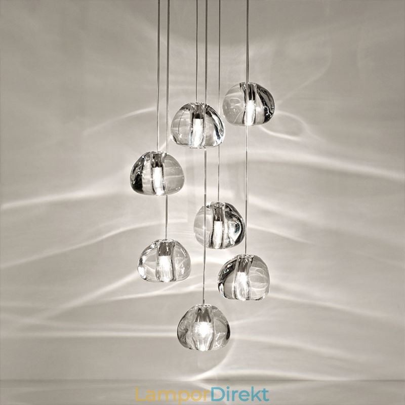 Modern Crystal Cluster Pendelljus Unik Crystal Lampskärm Duplex Trappa