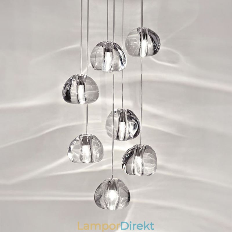 Modern Crystal Cluster Pendelljus Unik Crystal Lampskärm Duplex Trappa