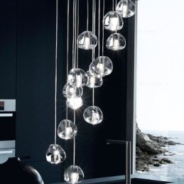 Modern Crystal Cluster Pendelljus Unik Crystal Lampskärm Duplex Trappa