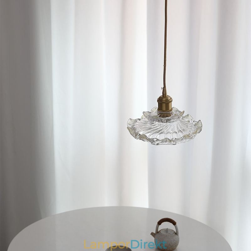 Pendellampa I Japansk Stil Lotus Pendellampa I Glas