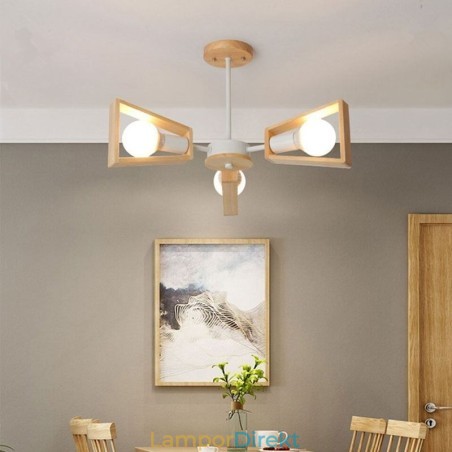 Modern Fläktformad Ljuskrona Elegant Trä Taklampa Modern Fläktformad Ljuskrona Elegant Trä Taklampa