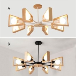 Modern Fläktformad Ljuskrona Elegant Trä Taklampa
