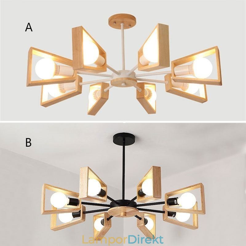 Modern Fläktformad Ljuskrona Elegant Trä Taklampa