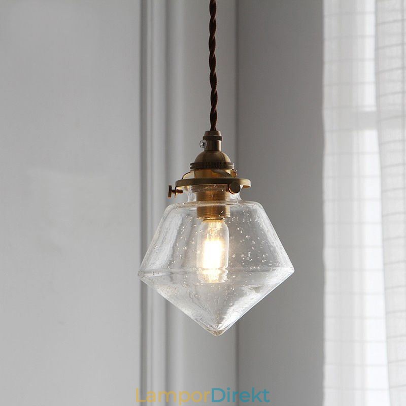 1 Ljus Diamond Glass Pendel Light Bubble Glass Light Armature