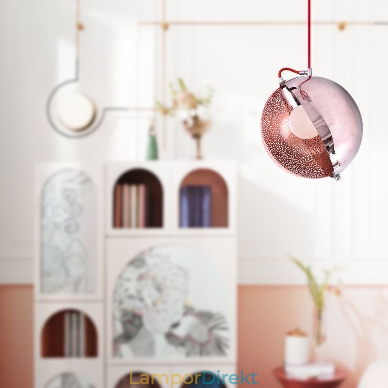 Modern Roséguld Taklampa Halvrunda Glas Lampskärm Dekorativa Ljus Café