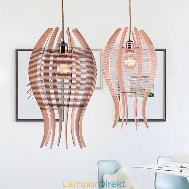 Diy Nordic Wood Fish Pendellampa