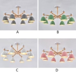 Nordic Macaron Pendelljus Creative Wood Chandelier