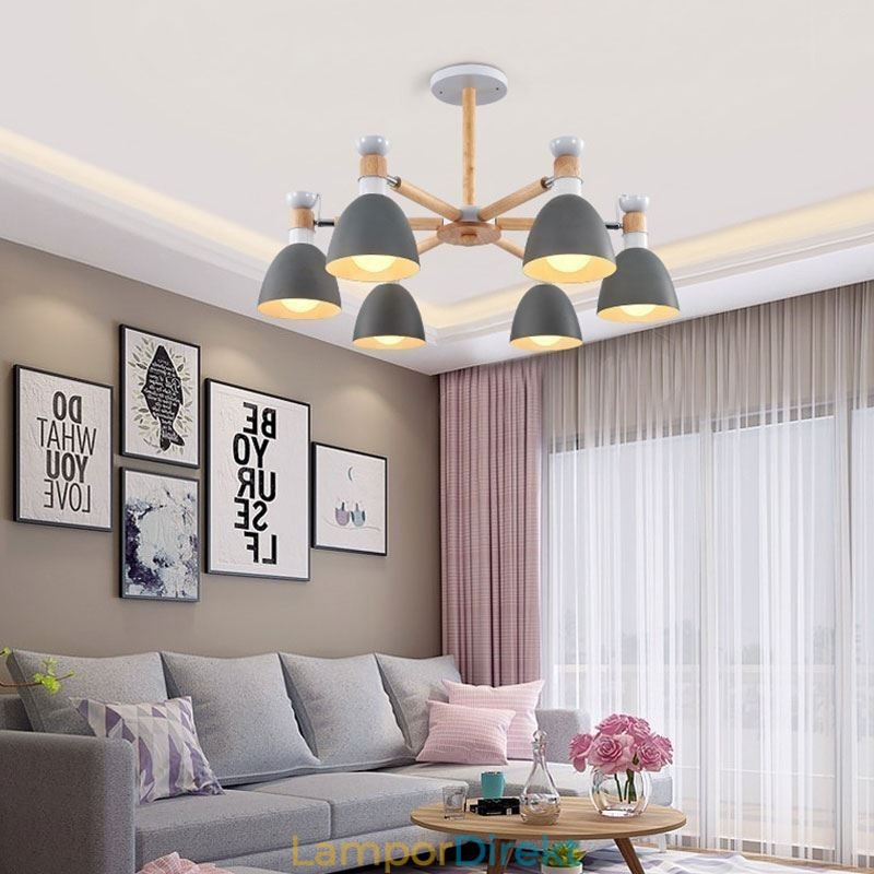 Nordic Macaron Pendelljus Creative Wood Chandelier