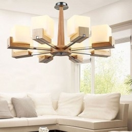Nordic Wood Pendelljus Glas Lampskärm Ljuskrona