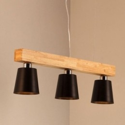 Nordic Wood Ljuskrona Unik Rak Pendel Light Cafe