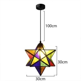 Europeisk Pendellampa I Målat Glas Creative Star Pendellampa