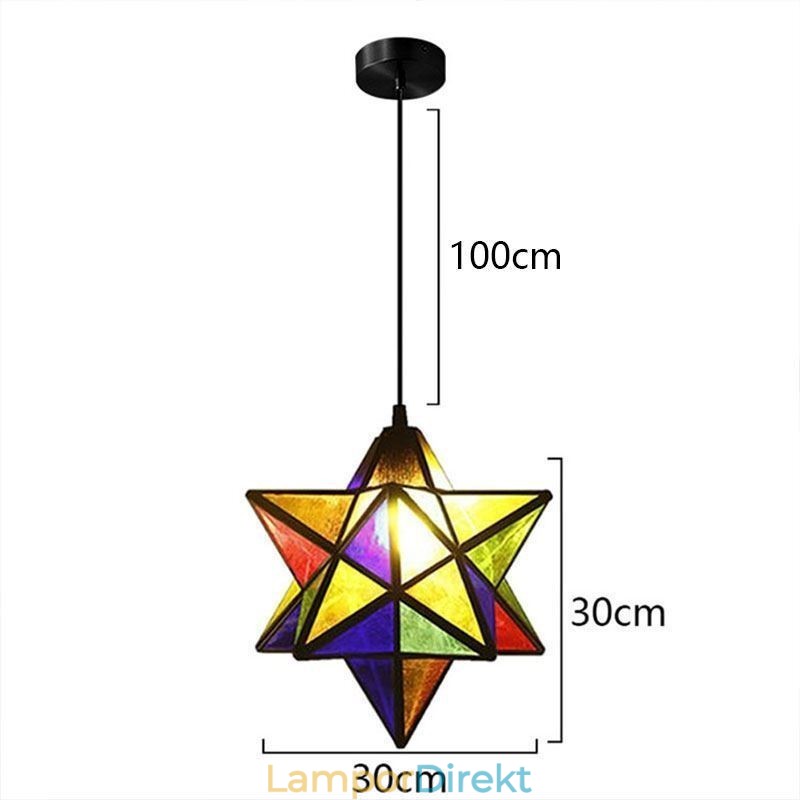 Europeisk Pendellampa I Målat Glas Creative Star Pendellampa
