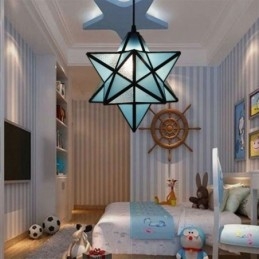 Europeisk Pendellampa I Målat Glas Creative Star Pendellampa