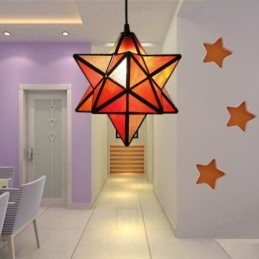 Europeisk Pendellampa I Målat Glas Creative Star Pendellampa