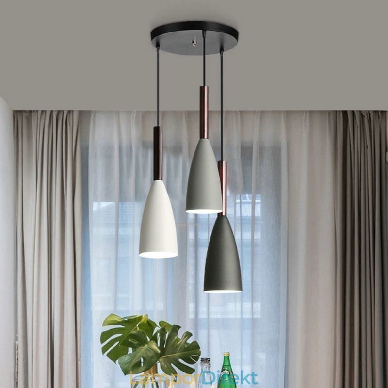 Modern Enkel Taklampa Tre Ljus Kreativa Aluminium Konst Ljus Armatur Cafe