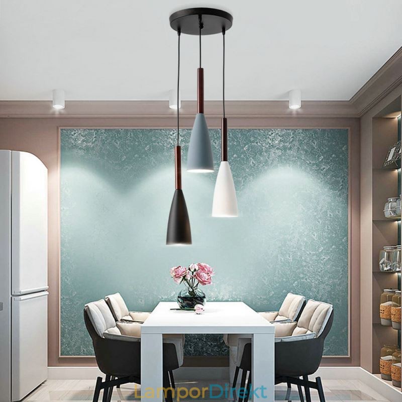 Modern Enkel Taklampa Tre Ljus Kreativa Aluminium Konst Ljus Armatur Cafe