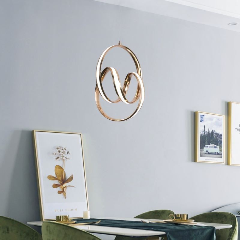 Modern Minimalistisk Pendellampa Unik Circular Twist Light Fixture Island