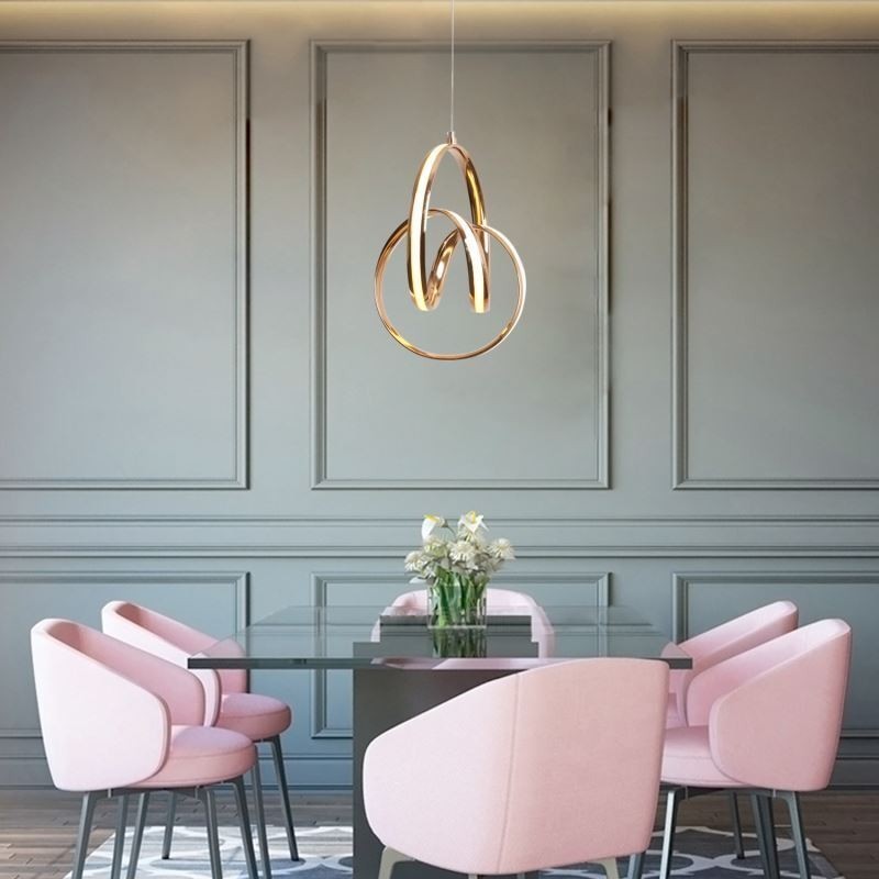 Modern Minimalistisk Pendellampa Unik Circular Twist Light Fixture Island