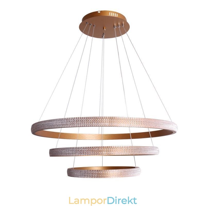 Modern Pendellampa Akryl 3 Ringar Lampa 80+60+40Cm