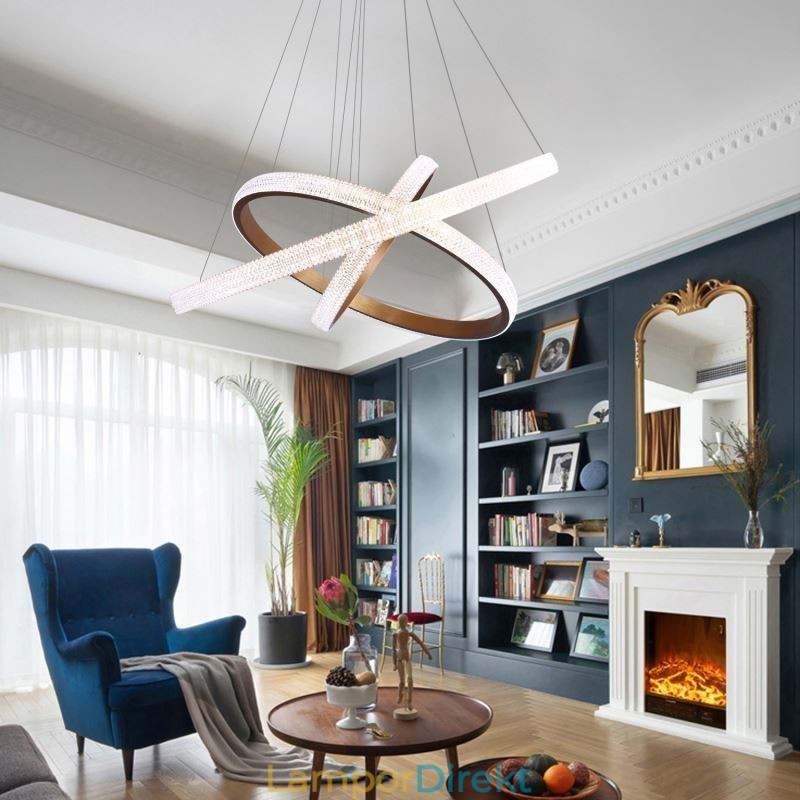 Modern Pendellampa Akryl 3 Ringar Lampa 80+60+40Cm