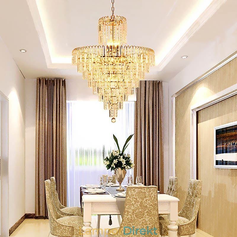 Modern Elegant Kristallhängande Ljus Konisk Ljuskrona