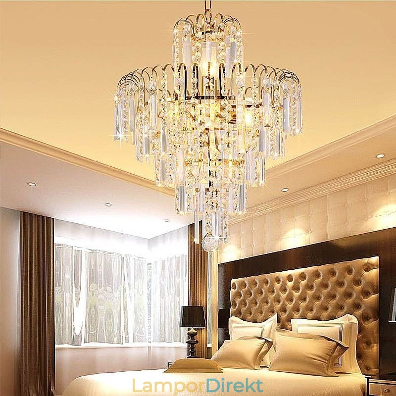 Modern Elegant Kristallhängande Ljus Konisk Ljuskrona