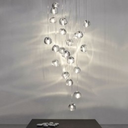 Modern Crystal Cluster Pendelljus Unik Crystal Lampskärm Duplex Trappa