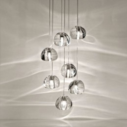 Modern Crystal Cluster Pendelljus Unik Crystal Lampskärm Duplex Trappa