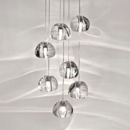 Modern Crystal Cluster Pendelljus Unik Crystal Lampskärm Duplex Trappa