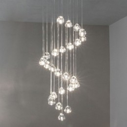 Modern Crystal Cluster Pendelljus Unik Crystal Lampskärm Duplex Trappa