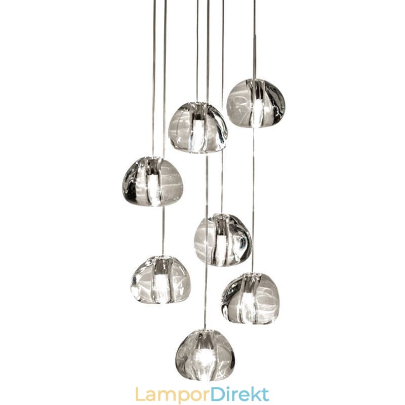 Modern Crystal Cluster Pendelljus Unik Crystal Lampskärm Duplex Trappa