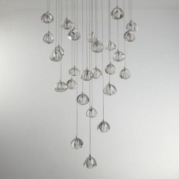 Modern Crystal Cluster Pendelljus Unik Crystal Lampskärm Duplex Trappa