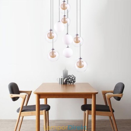 Pendelljus Glas Cluster Takljus Guld Nickel Borstad+Mjölkaktig Glaskula Pendelljus Glas Cluster Takljus Guld Nickel Borstad+Mjölkaktig Glaskula