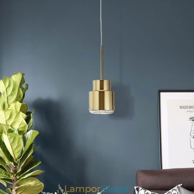 Postmodern Glas Pendellampa Gyllene Cylinder Lampa Bright Lighting Light