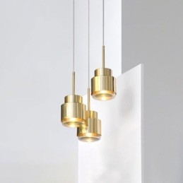 Postmodern Glas Pendellampa Gyllene Cylinder Lampa Bright Lighting Light