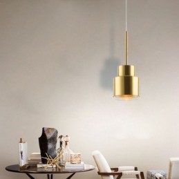 Postmodern Glas Pendellampa Gyllene Cylinder Lampa Bright Lighting Light